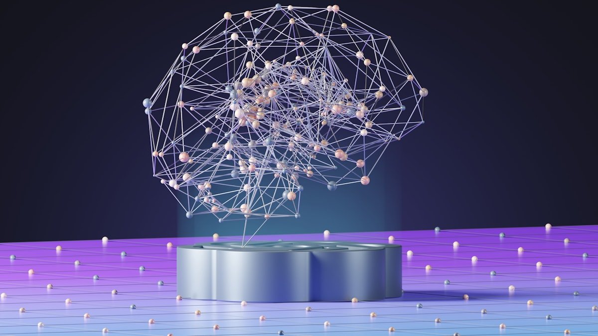 Abstract network of connected nodes forming a brain shape, representing AI agents on SAP BTP